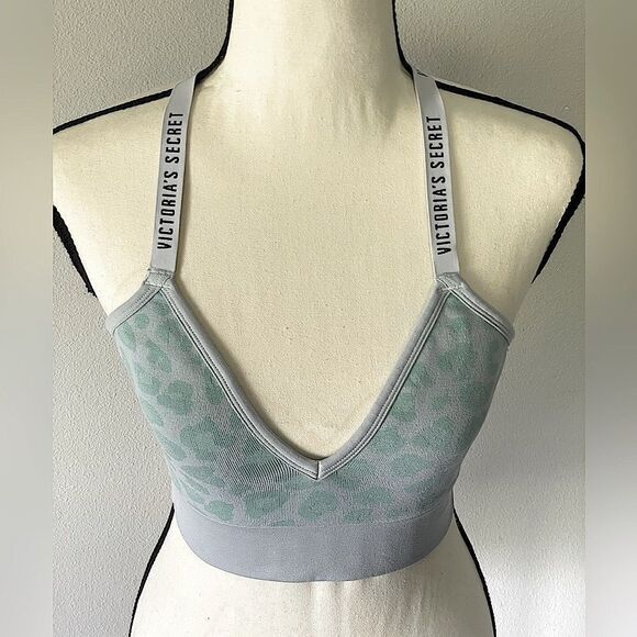 Victoria’s Secret, Mint Green & Gray, Leopard-Print Sports Bra. Size Medium. - Picture 3 of 9